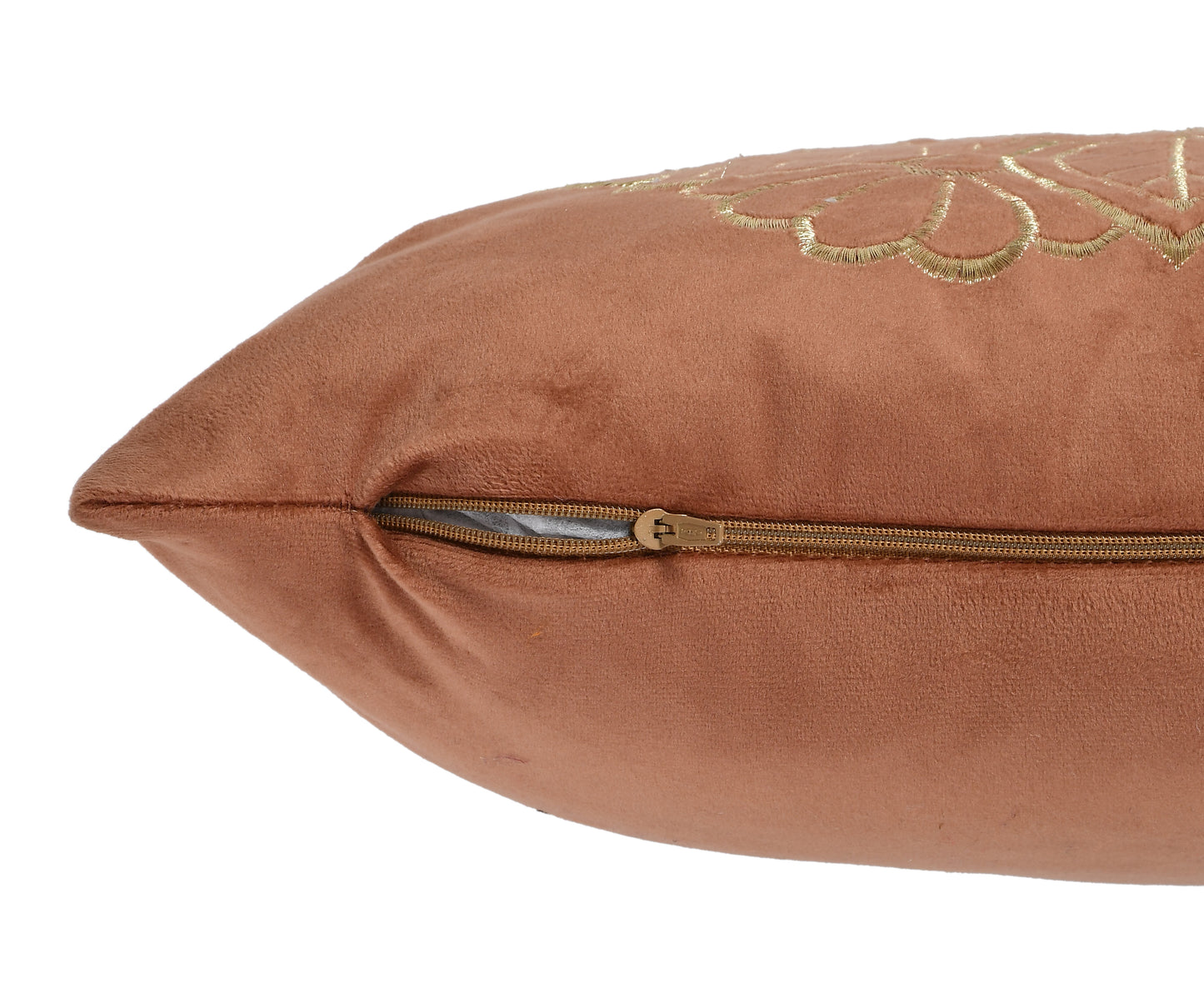 Imperial Velvet Cushion Covers with zari embroidery (16*16 inch) (40*40 cm) (SET OF 5) (COLOR: BRICK)