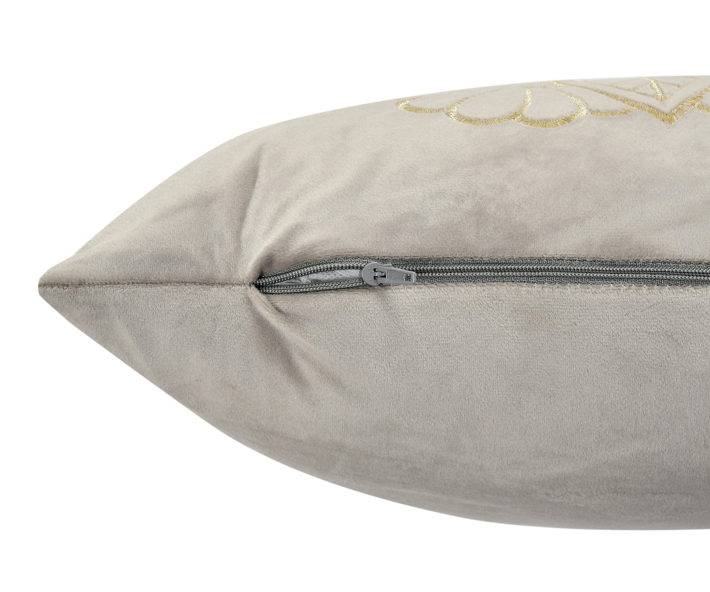 Imperial Velvet Cushion Covers with zari embroidery (16*16 inch) (40*40 cm) (SET OF 5) (COLOR: GREY)