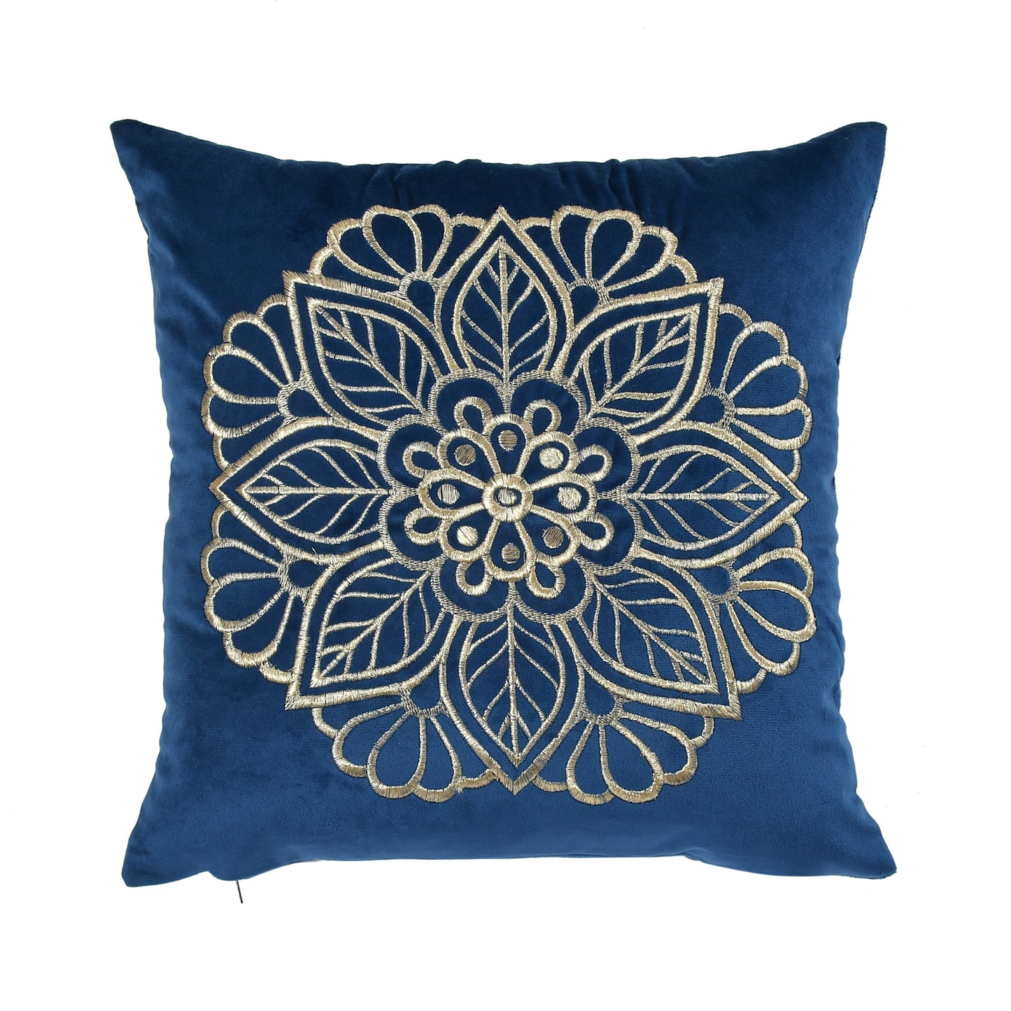 Imperial Velvet Cushion Covers with zari embroidery (16*16 inch) (40*40 cm) (SET OF 5) (BLUE)