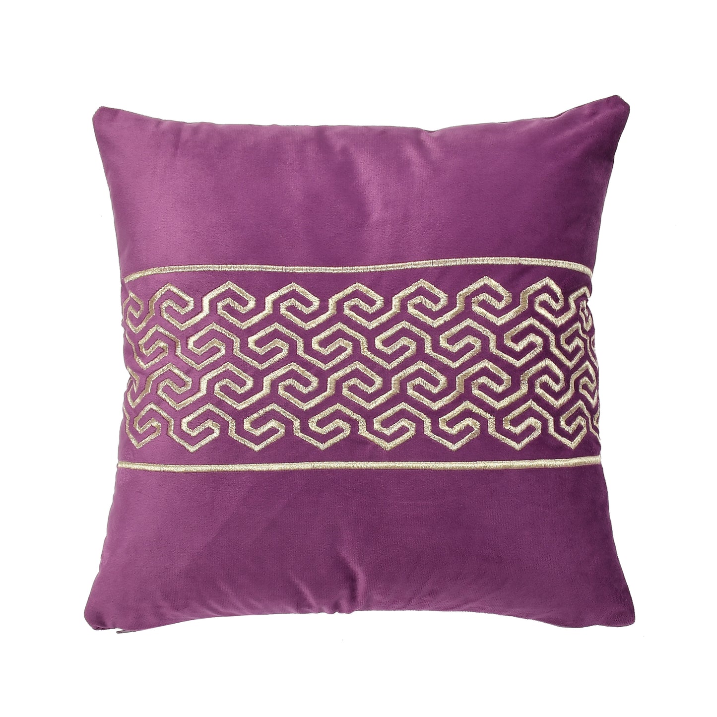 Jade Velvet Cushion Covers with zari embroidery (16*16 inch) (40*40 cm) (SET OF 5) (Purple)