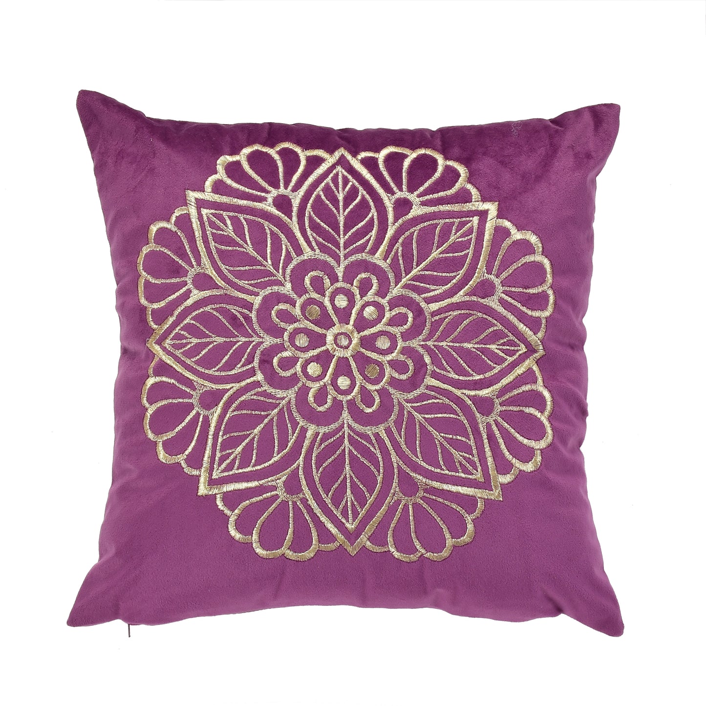 Imperial Velvet Cushion Covers with zari embroidery (16*16 inch) (40*40 cm) (SET OF 5) (PURPLE)