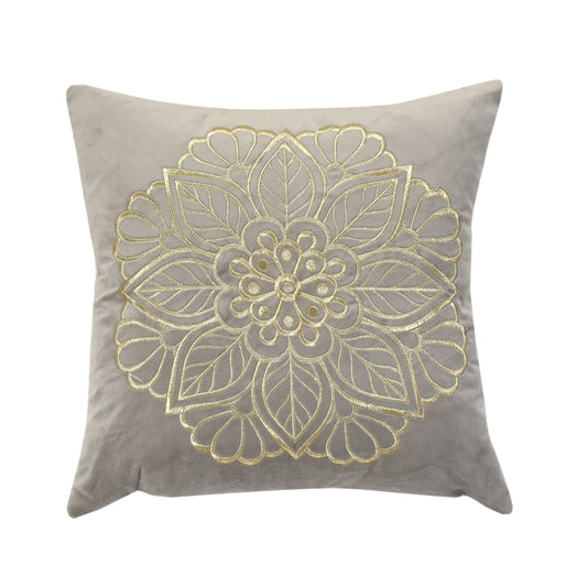 Imperial Velvet Cushion Covers with zari embroidery (16*16 inch) (40*40 cm) (SET OF 5) (COLOR: GREY)