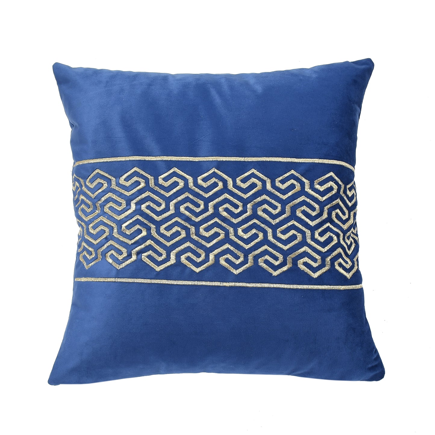 Jade Velvet Cushion Covers with zari embroidery (16*16 inch) (40*40 cm) (SET OF 5) (BLUE)