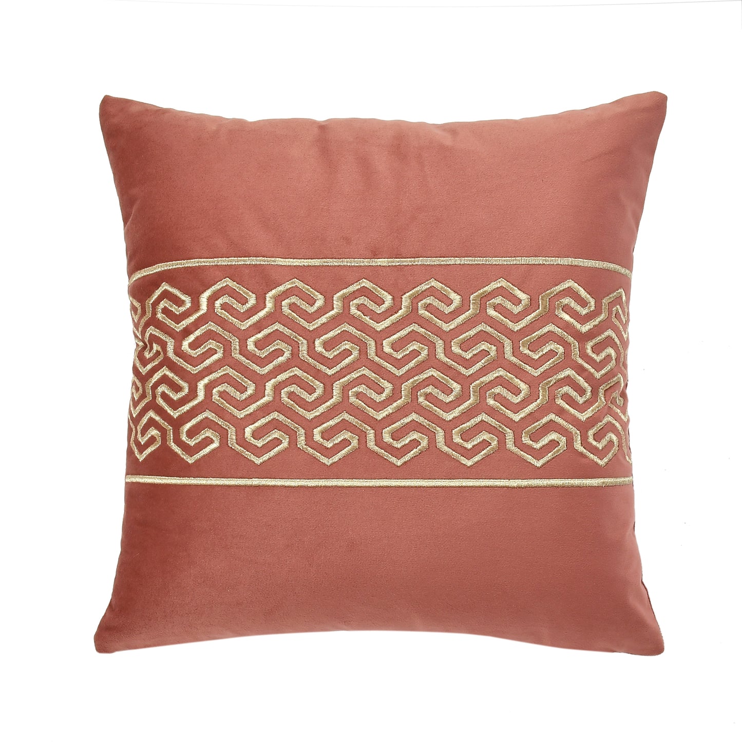 Jade Velvet Cushion Covers with zari embroidery (16*16 inch) (40*40 cm) (SET OF 5) (COLOR : ROSE GOLD)