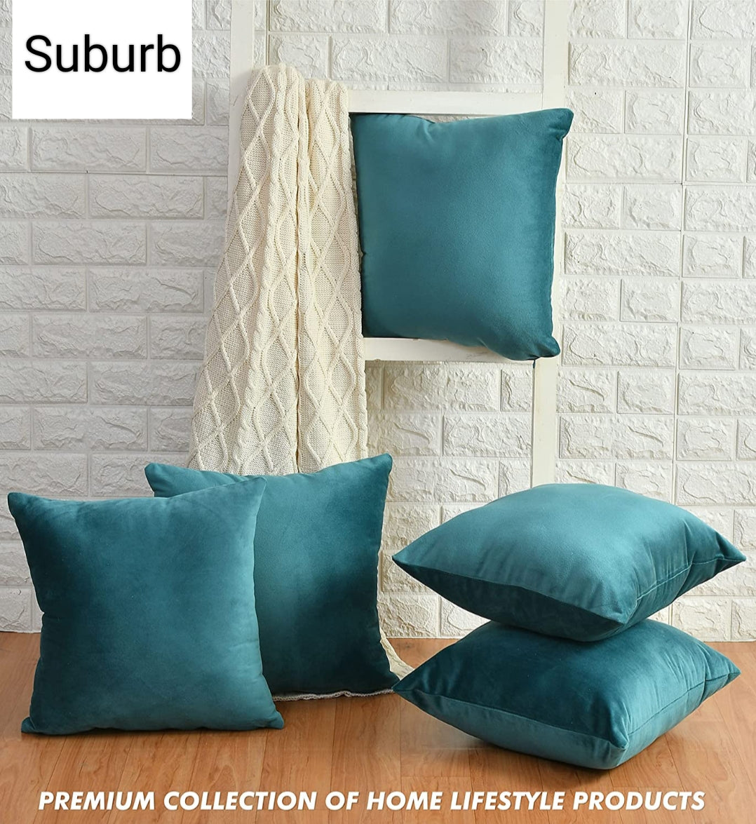 GLAM Soft Velvet Cushion Covers (16*16 inch) (40*40 cm) (SET OF 5)