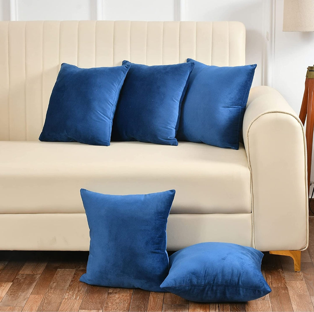 GLAM Soft Velvet Cushion Covers (16*16 inch) (40*40 cm) (SET OF 5)