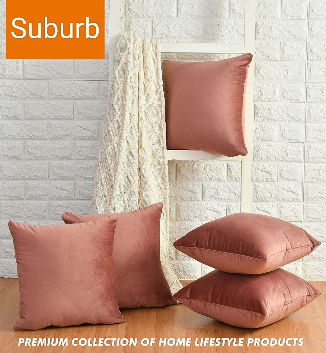 GLAM Soft Velvet Cushion Covers (16*16 inch) (40*40 cm) (SET OF 5)