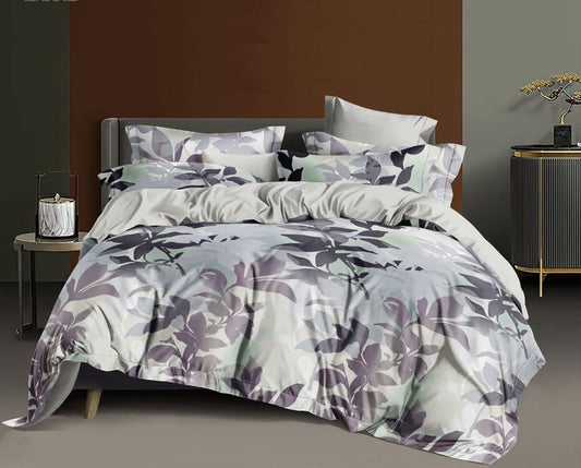 Suburb / Essence / Queen Size FlatSheet (230*250 cm) with 2 Pillow Cases (46*71 cm) / 200 TC Soft Brushed Glace Cotton Feel / Design : SHADOW OF LEAVES